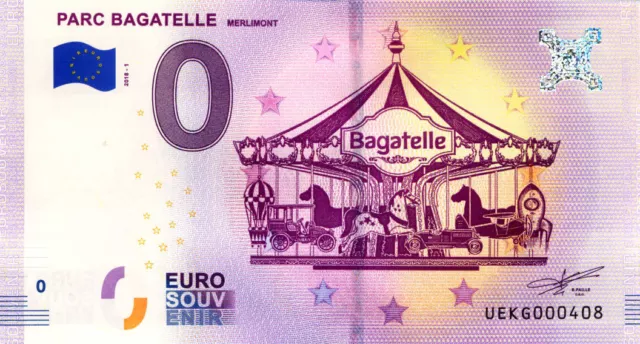 62 MERLIMONT Parc Bagatelle, N° de la 8ème liasse, 2018, Billet Euro Souvenir