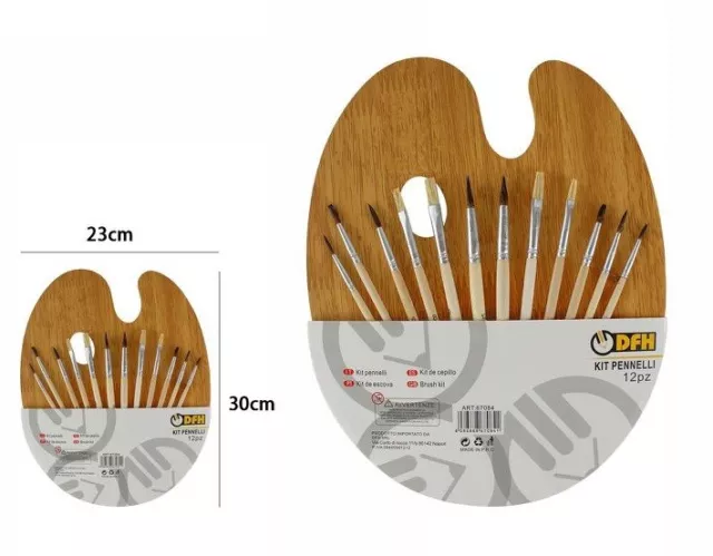 Tavolozza Effetto Legno Per Pittura Acrilica Olio Colori + 12 Pennelli dfh