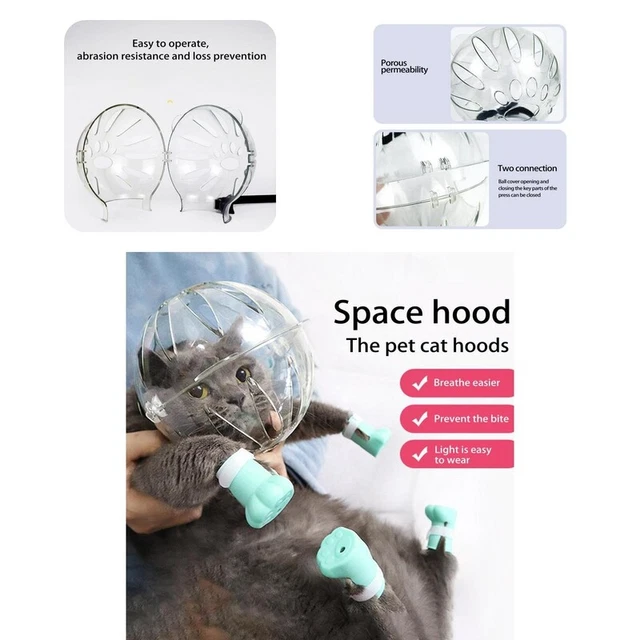 Capucha para gato hueca antimordeduras transparente para gato casco cubierta boca para mascota resistente al desgaste