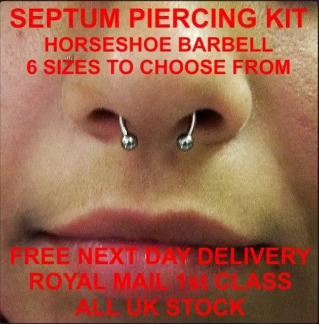 STERILE SEPTUM PIERCING KIT - 316l Stainless Steel Jewellery *** FREE POST***