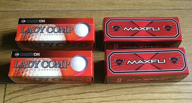 12 balles de golf neuves 2 boites Carryon Lady Comp et 2 boites Maxfli