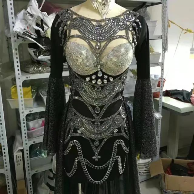 Professional Sexy Crystal Belly Dance Costume Wear Belly Dancer