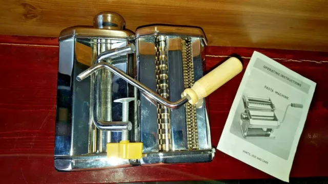 Kitchen Collection Pasta Machine with Box and Manual - Metal with Wooden Handle