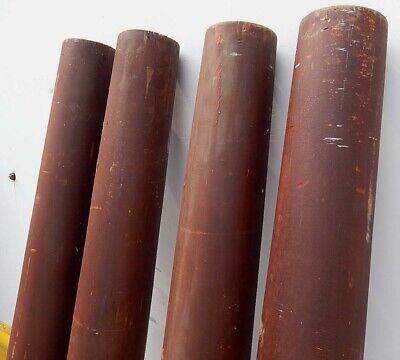 FOUR Antique Brown-Stained Round Solid Core Interior Columns Salvage 3