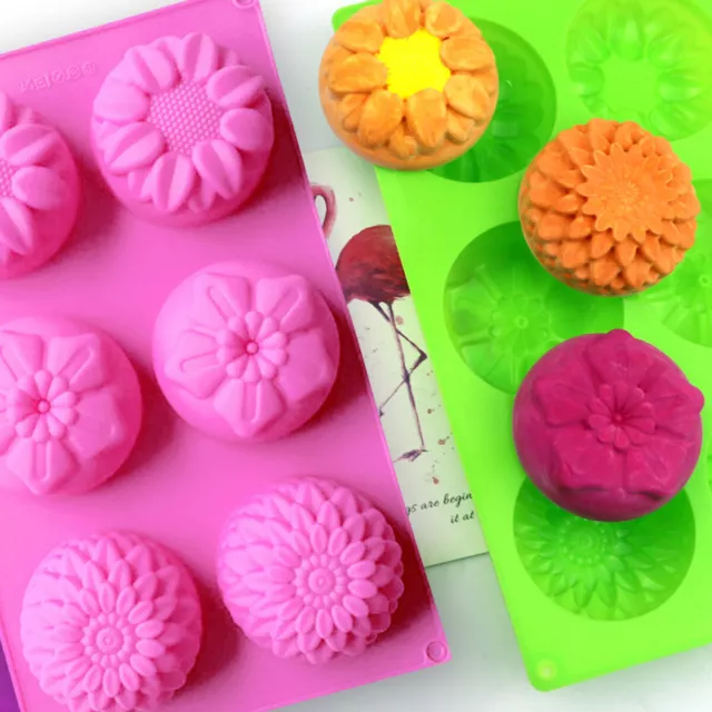 6 Cavity Flower Silicone Cake Chocolate Handmade Soap Candle Mould DIY Resin