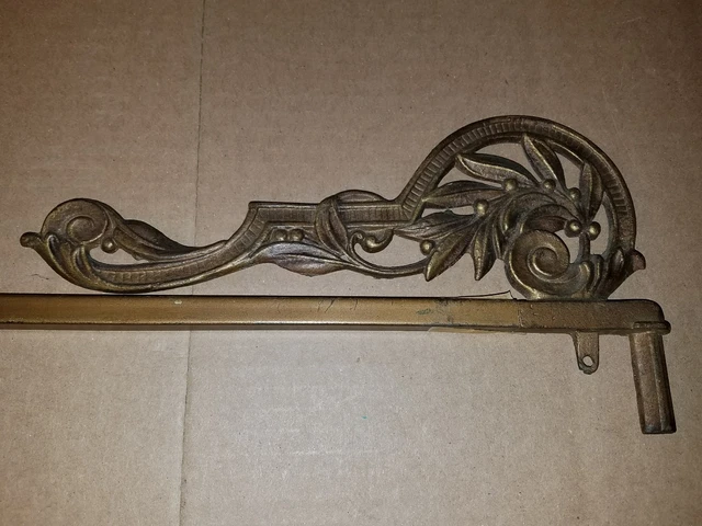Vintage 3 Ornate Brass Victorian Swing Arm Curtain Drapery 26" Max Adjustable 3