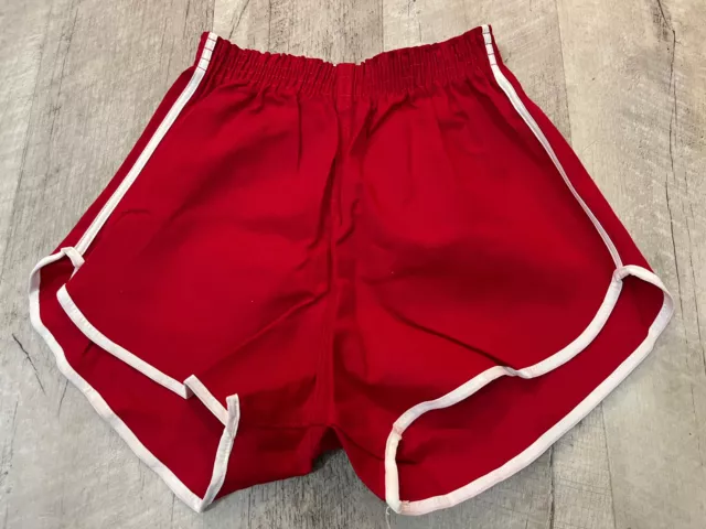 Vtg NOS 70's Boys Russell Athletic Cotton USA Gym Shorts Red & White Small