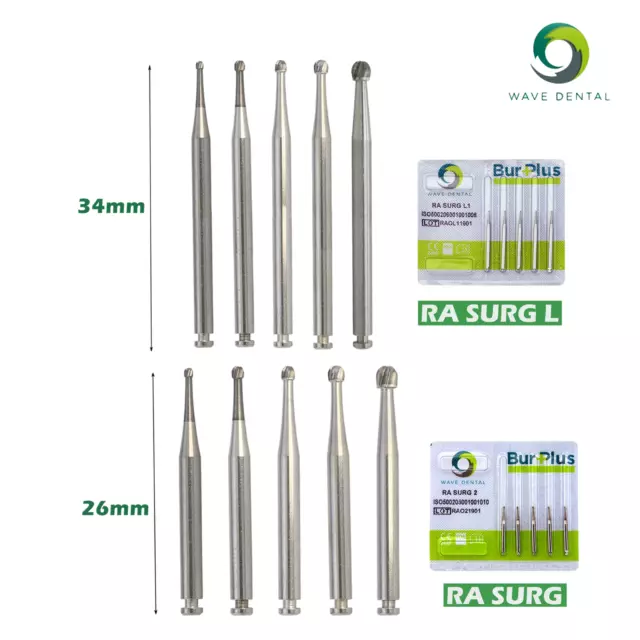 Wave Dental Carbide Bur Round Long Drill Implant Round 34mm RA SURG L Prima