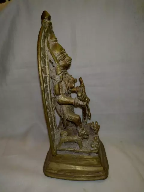 Heavy Vintage Etched Indian Brass Tray Depicting Hindu Mother Goddess Maa  Durga