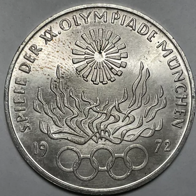 1972-G *Germany Silver 10 Marks* Unc (Munich Olympics) ~Nr~ #554