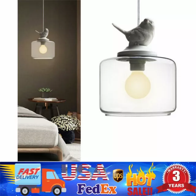 Nordic Style Bird LED Pendant Light Glass Chandelier Cafe Hanging Ceiling Lamp