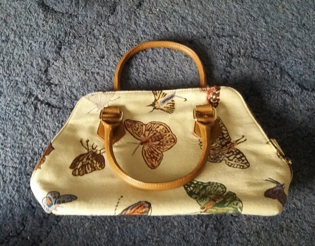Vintage sac à main vert de tapisserie des années 70 - France