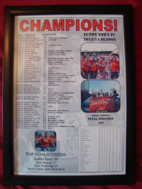 Luton Town 2014 Skrill Premier Conference champions - framed print