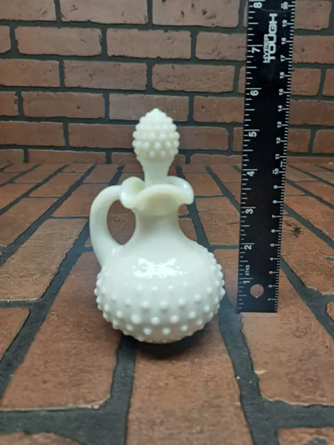 Vintage AVON White Hobnail Milk Glass Perfume Decanter Bottle W/ Stopper EMPTY