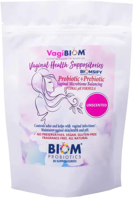 Supositorio probiótico vaginal biom: régimen natural de control de pH vaginal y olores;