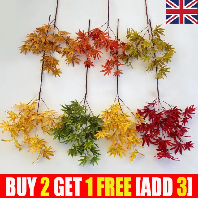 1X Artificial Fall Autumn Maple Leaves Branch Flowers Bouquet Home Garden Decor