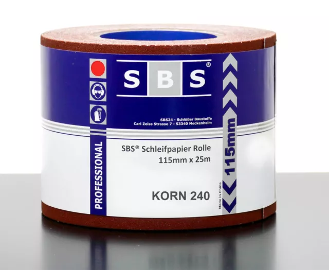 SBS Schleifpapier Rolle 115MM X 25M Korn 240 Papel de Lija de Mano