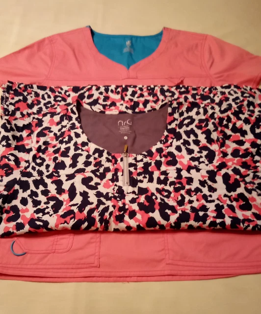 NrG by Barco & MC2 Stretch XLarge Short Sleeve Scrub Tops w/ Pockets..EUC