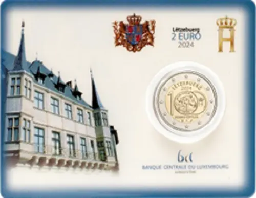 1x 2euro commémo. Luxembourg 2024 - Franc (neuve) Poinçon KNM sous coincard