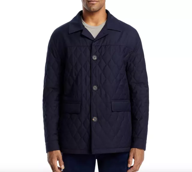 CORNELIANI Men's Diamond Quilted Jacket Navy Coat Size 48 - M - 38 US NEW $995