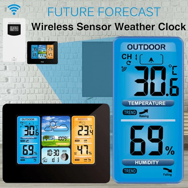 LCD Funk Wetterstation mit Farbdisplay & Außensensor |Empfangssignal Uhr. Wecker