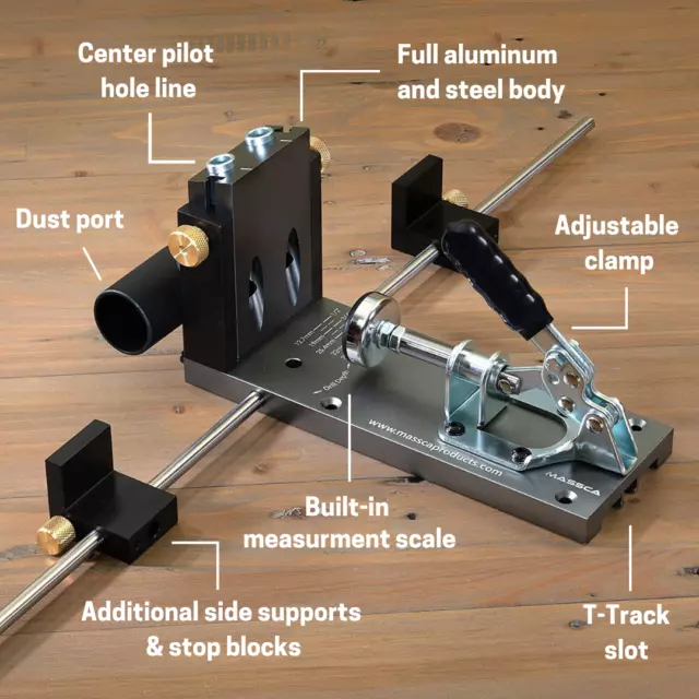 Massca® M2 PRO Aluminum Pocket Hole Jig System Kit 2