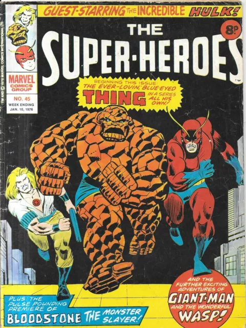 vintage Marvel Super Heroes comic No 45 Jan 10th 1976 Incredible Hulk