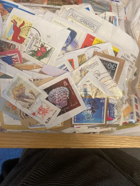 World kiloware stamps on paper Grade A , 100s , most common stamps taken out