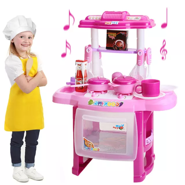 Portable Electronic Children Kids Kitchen Cooking Girls Toy Cooker Play Set Gift