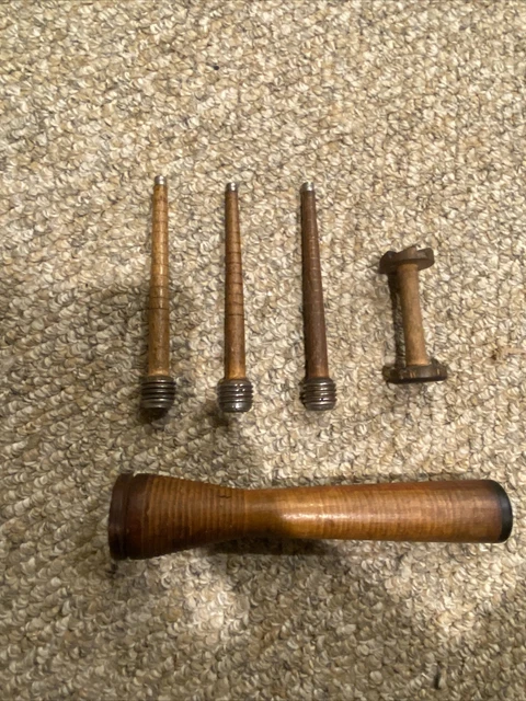 Vintage Wooden Industrial Textile Loom Bobbins Spools Lot of 5