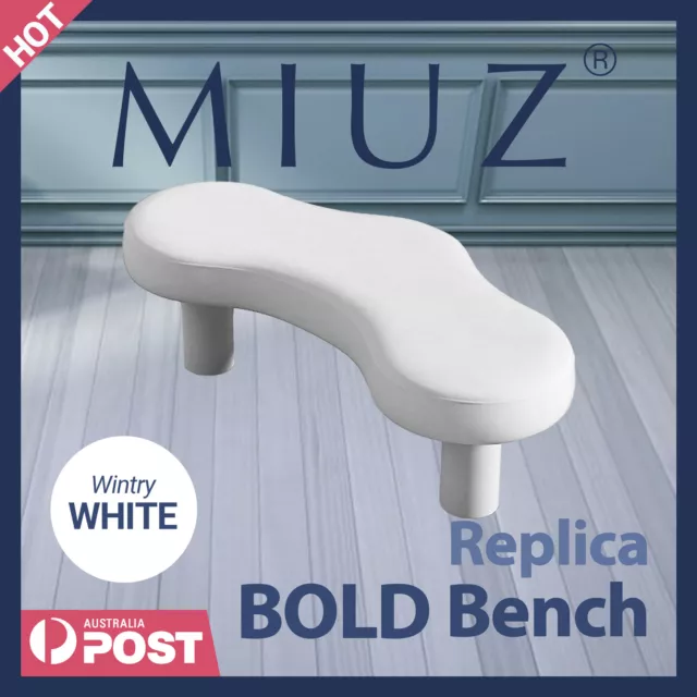 MIUZ Nordic Bench Stool Wooden Padded Seat Living Room Entryway Furniture White