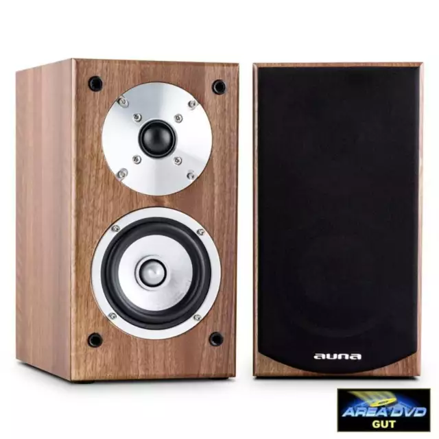 Coppia Casse Altoparlanti Scaffale Diffusori 4"+1" 2vie 50W RMS max 100W Noce