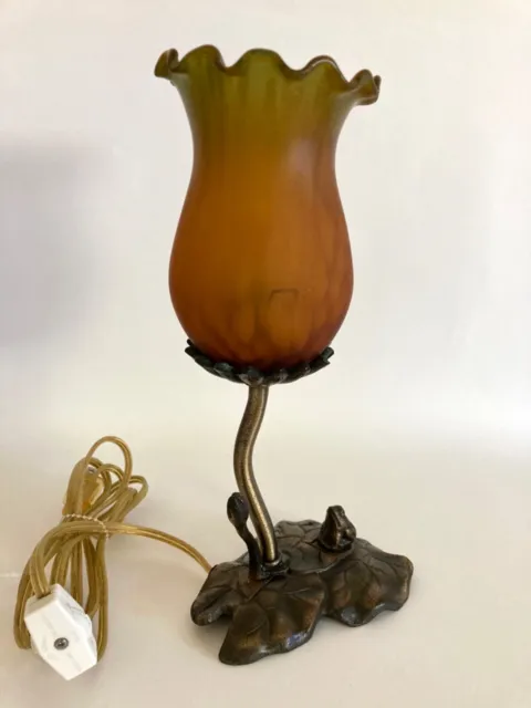 Vintage Lily Pad And Frog Lamp Green and Amber - Andrea By Sadek