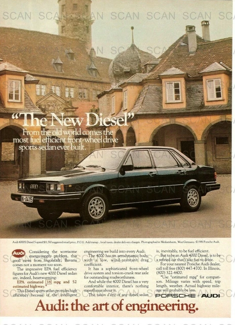 1982 Audi 4000 Diesel Vintage Magazine Ad  'The New Diesel'