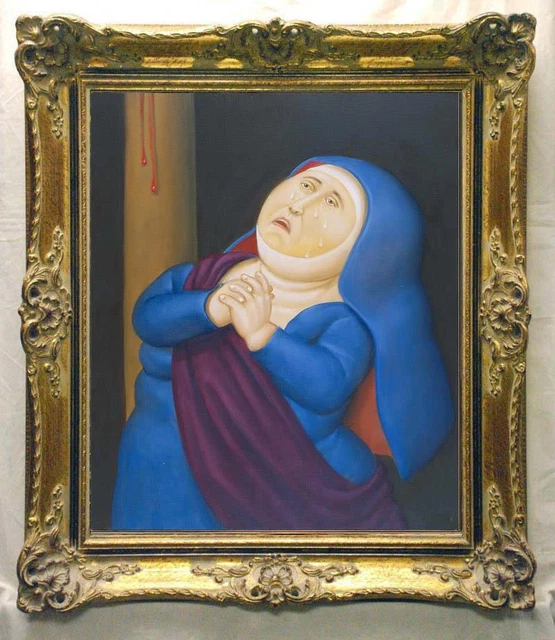 Hand-painted Oil painting Reproduction Fernando Botero girl on canvas 20"x24"