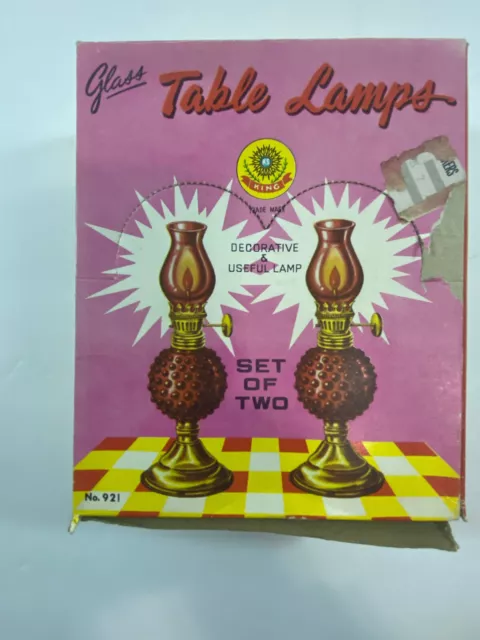 Vintage King Glass Co. Mini Amber Pedestal Oil Lamp 5 1/2” Table Lamp BRAND NEW! 2