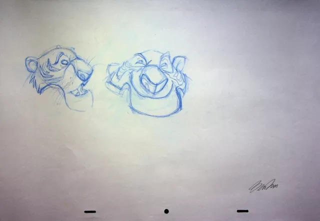 BEN RUSH  SIGNED Hand Drawn Character Shere Khan JUNGLE BOOK 1967 Pencil Art