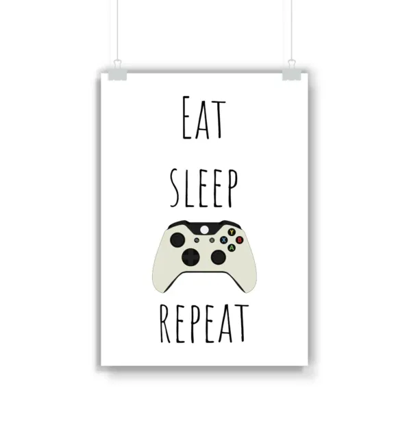 Eat Sleep Xbox One Repeat Print, Gaming, Gift, Gamer, Gifts, Poster, Art
