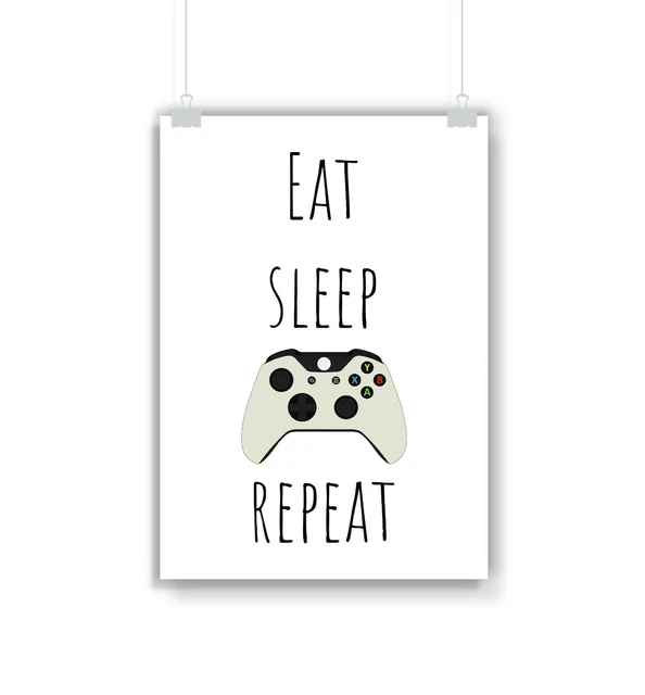 Eat Sleep Xbox One Repeat Print, Gaming, Gift, Gamer, Gifts, Poster, Art