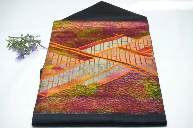 Dear Vanilla Japanese Silk Nagoya Obi Sash Belt Women's Kimono Genuine Vintage