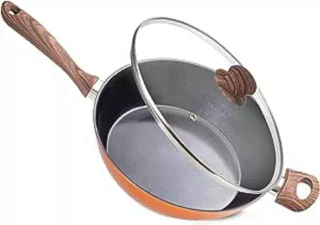 Nuovva Antihaft-Bratpfanne | Induktionskochfeld Sautepfanne mit Deckel | 28cm Kochpfanne