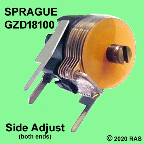 12~180 pF Variable Trimmer Capacitor - Genuine SPRAGUE # GZD18100 - SIDE Adjust