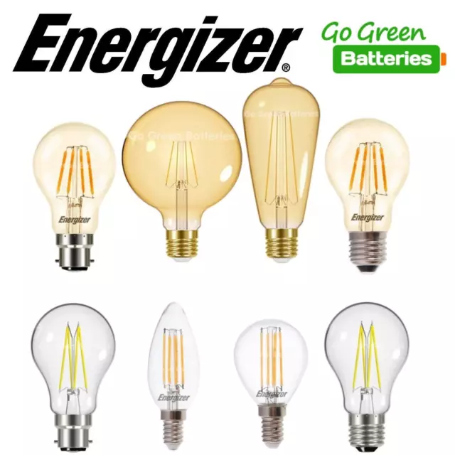 Filament LED Light Bulb Energizer Vintage Classic Squirrel Cage GLS Globe Candle
