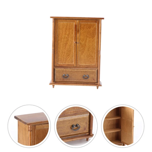 1 pieza Madera Armario Miniatura Muñeca Madera Armario Pequeño Retro Modelo de Armario