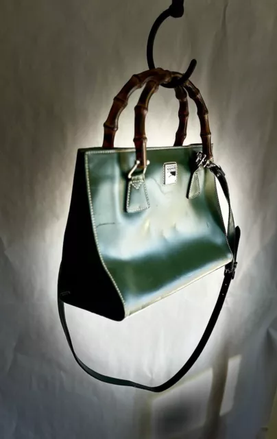 Exotic Dooney & Bourke Green Satchel with Bamboo Handles