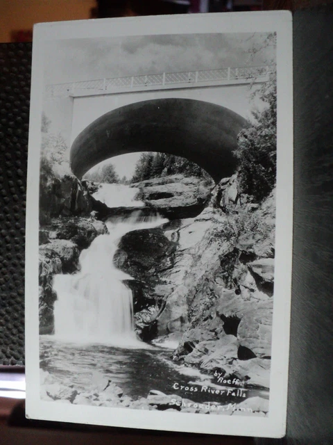 SCHRODER MN Minnesota Cross River Falls and Bridge vintage RPPC Postcard