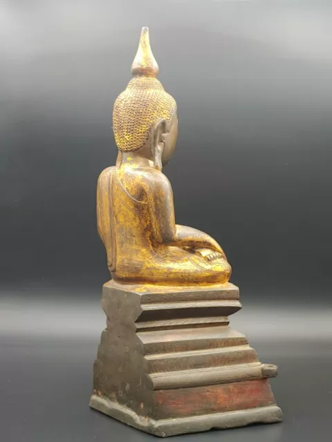 Antique Burmese Bronze Gilted Shan Buddha Figurine Statue Burman Vintage Figure 8