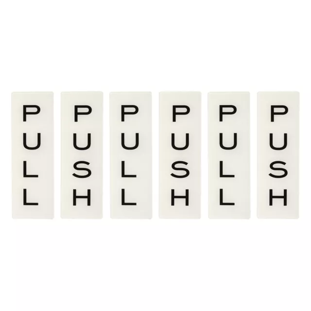 Insegna porta push push pull 6x2", 3 paia acrilico autoadesivo bianco/nero