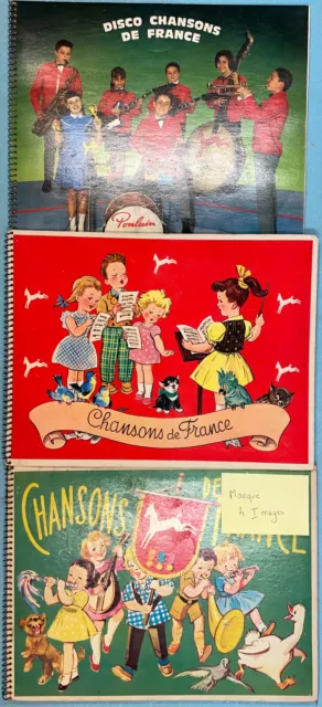 ALBUM IMAGES CHOCOLAT POULAIN/CHANSONS DE FRANCE vers 1960 lot de 3