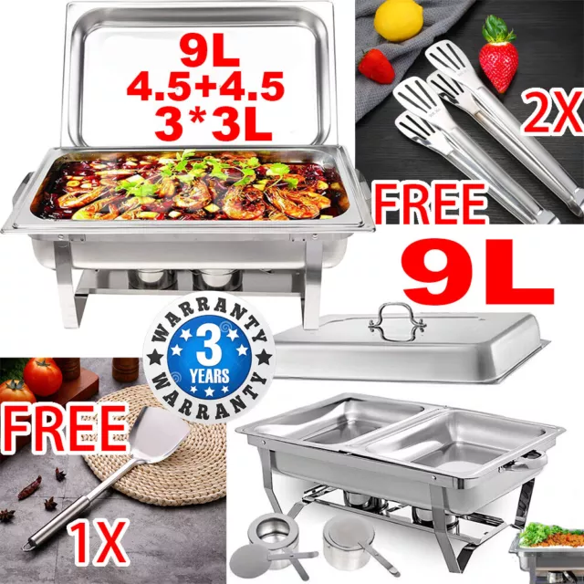 Multi Stainless Steel Bain Marie Chafing Dishes Buffet Food Warmer Pan Heater AU